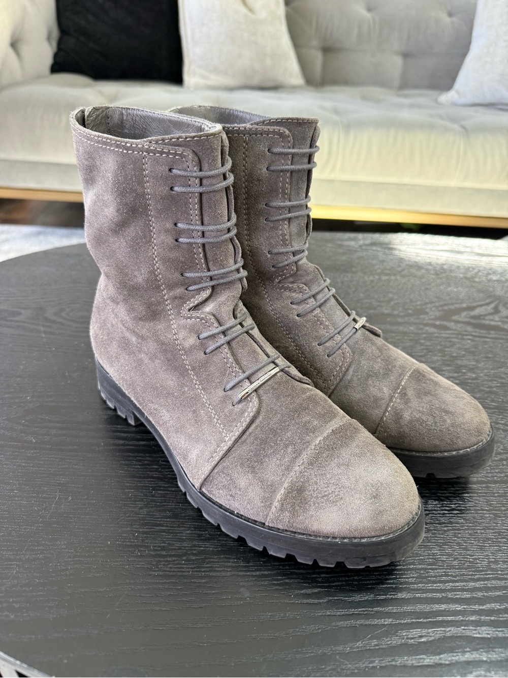 Jimmy Choo Grey Suede Women’s Combat Boots Size 38